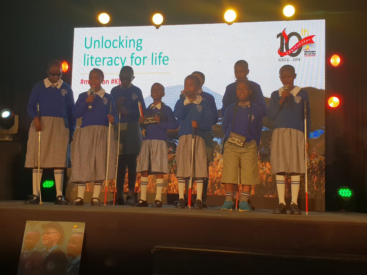 Kilimani Primary School students entertaining guests with a poem on the Orbit Reader by <a href="/kiliblindtrust/">Kili Blind Trust</a> &amp; White Cane by <a href="/SafaricomPLC/">Safaricom PLC</a> #MyVision @AfricaLD ^BK