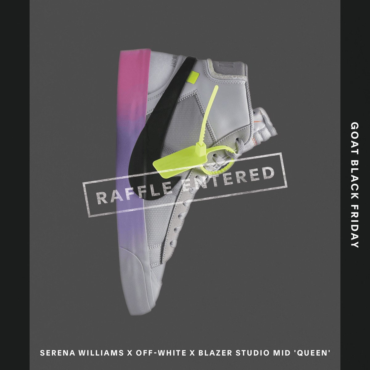 OnAnuthaLevel's tweet photo. Enter the #GOATBlackFriday Raffle for your chance to win the most coveted sneakers and other prizes. @goatapp https://t.co/2oY6KaUm4d https://t.co/i4cm6PZzXd