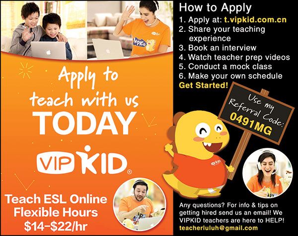 RGVTotsTweens's tweet photo. #Teachers! Teach kids ONLINE from the comfort of your own home! Apply online!- https://t.co/3oGvMtLVga (PLEASE USE REFERRAL CODE: 0491MG ) π»βοΈπππ #vipKid #teachESL #teachESLonline #ESL #teachOnline #vipKidTeacher #workFromHome #thevipkidlife #vipkidteachers #onlineteaching https://t.co/4HCmcKUWfQ