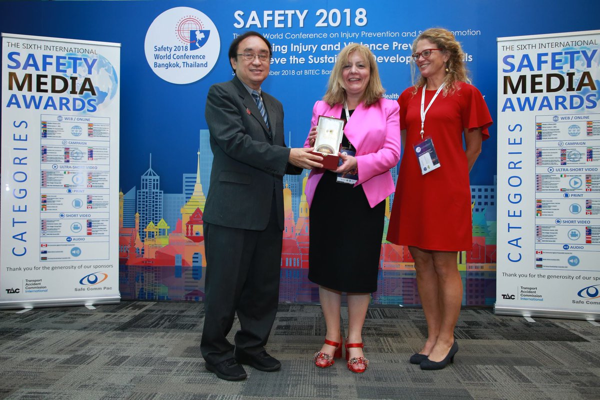 CTCAustralia's tweet photo. We took BRONZE at the International Safety Media Awards during the @WHO @safetyworld2018 conference in Thailand for work on preventing #alcohol related #injuries. Important, given 28% of alcohol related deaths are due to injuries, such as traffic crashes, self-harm &amp; violence. https://t.co/2i1dgBEnte