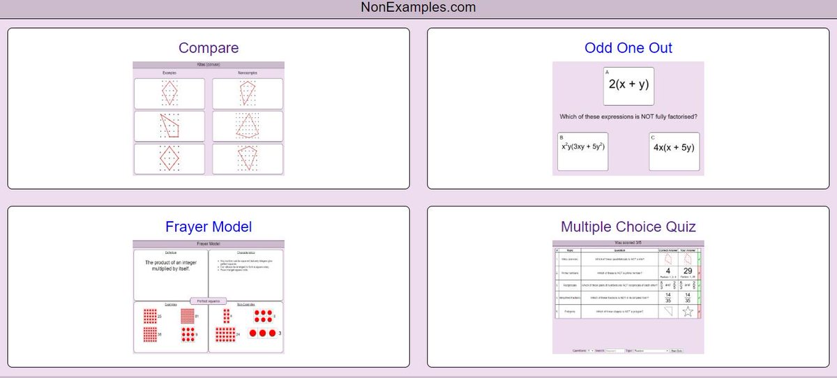 berniewestacott's tweet image. The Multiple Choice Quiz in nonexamples.com from @StudyMaths went down a storm with one of my intervention groups. Before getting into various aspects of KS3 geometry, I was able to identify their grasp of basic concepts and facts and any misconceptions. The feedback...