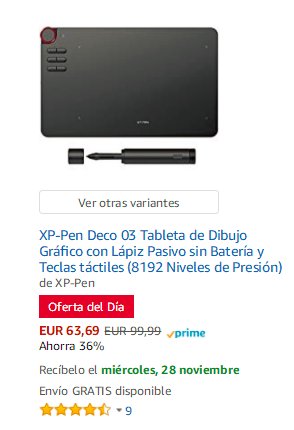 XPPen_Spain's tweet photo. ¡Ya Llega!
‼️‼️‼️BLACK FRIDAY‼️‼️‼️
#Deco01: 41.99€ ➡️https://t.co/XThrK3Xmcx
#Deco02:55.99€➡️https://t.co/ETjMBNxy8N
#Deco03:63.69€➡️https://t.co/tBViEzZFDP
#xppen #BlackFriday #Amazon #OFERTAS #pentablet https://t.co/bUx0QcXKwQ