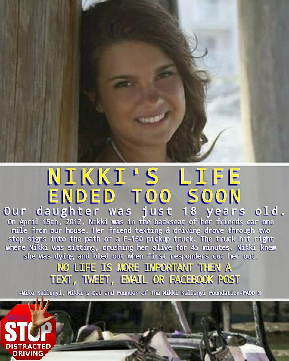 My daughter didn't spend #Thanksgiving with us for the last six years. Why? Her friend couldn't put the phone down while driving. #thinkb4utextanddrive #distracteddriving #designatedtexter #friendsdontletfriendstextanddrive <a href="/NatalieRacing/">Natalie Decker</a> <a href="/PADDorg/">People Against Distracted Driving,  PADD®</a>