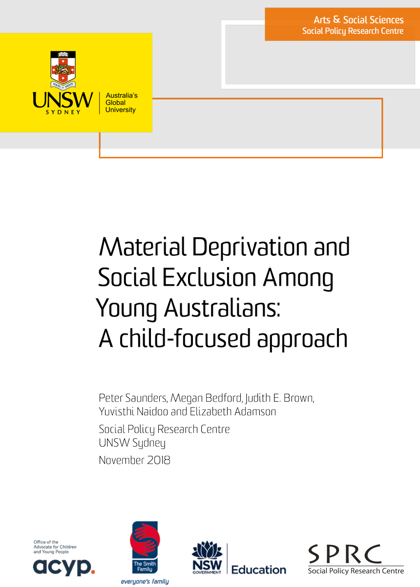 SPRC_UNSW's tweet photo. Download the full report Material deprivation and social exclusion among young Australians: A child-focused approach #childpovertyaus https://t.co/UWpfEsXP5Y https://t.co/oLIHnfVoT1