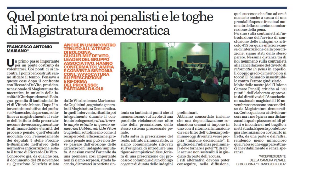famaisano's tweet photo. Qualcosa si muove all’interno del monolite #magistratura. Sono segni importanti che vanno colti e sui quali costruire prospettive nuove. #prescrizione #giustizia #avvocati Il mio intervento oggi su @ildubbionews dopo il Convegno all’Università di #Bologna con Riccardo De Vito. https://t.co/kKIDlXoEoO