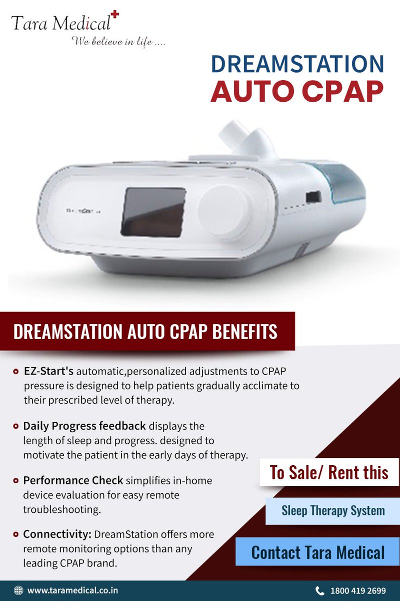 TaraMedical's tweet image. Dream Station Auto CPAP - Designed to empower Patients and facilitate APAP therapy adoption.

#AutoCPAP  #MedicalDevices #Medicaldeviceforrent #DreamStation