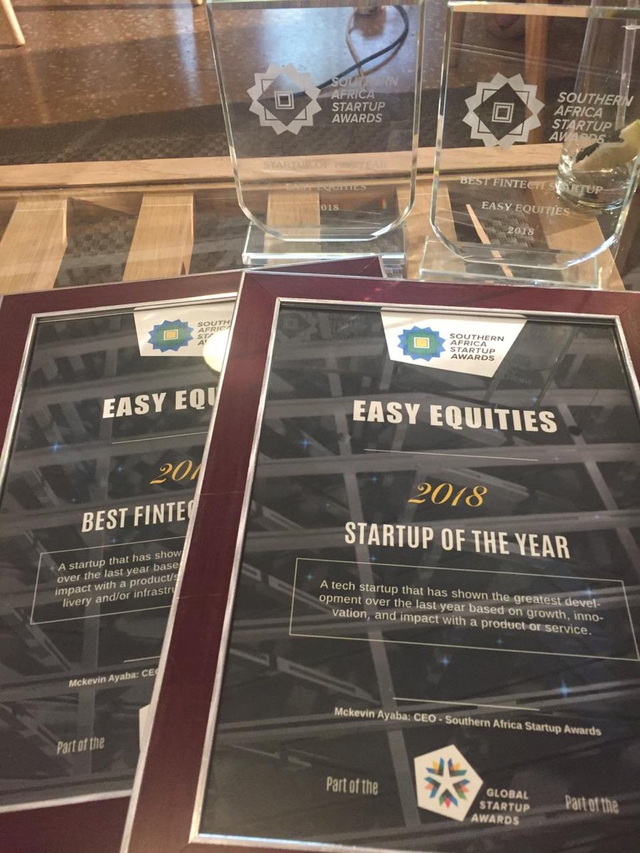 Just a massive shoutout to all my colleagues at @EasyEquities who 1) work their butts off everyday to make it all possible and 2) who also make coming to work so worth it! We did it again @EasyEquities is #bestfintechstartup and #startupoftheyear at #SASAwards2018 #TeamEasy