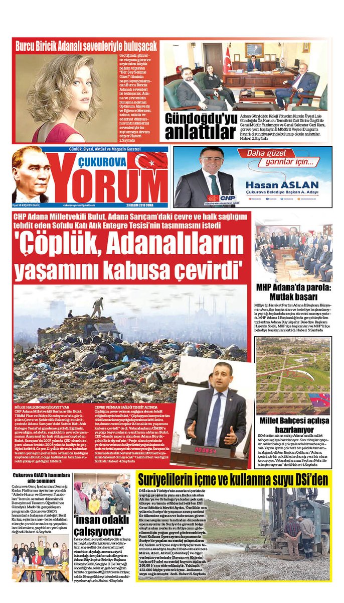 23.11.2018 tarihli Adana Çukurova Yorum Gazetesi #HesapKitapİşi  <a href="/eczburhan/">Burhanettin Bulut</a> <a href="/KucukkayaIsmail/">Ismail Kucukkaya</a>