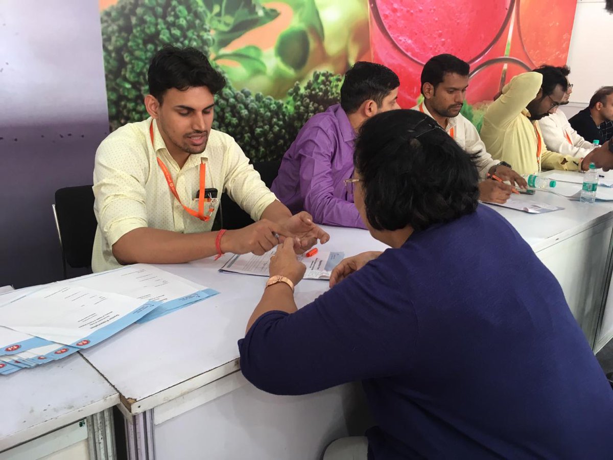 #FreeScreening & #FreeHealthCheckup in their full swing at the #IITF2018 health camps, generating awareness & promoting early diagnosis to prevent & control #NCDs. Do visit the camps when you go to the Trade Fair at #PragatiMaidan, #NewDelhi. #SwasthaBharat