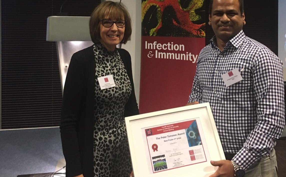 Rubanrex's tweet photo. Thanks to all the organizers for arranging an amazing conference #II2018 at @CardiffCityStad. Heard great talks all day. Happy to win the 'Peter Tomasec best poster', runnerup award. @DrAnnAger @cardiffuni @CRUKresearch @CUSystemsImmu @UKCellAdhesion https://t.co/OXzZUJsrdd