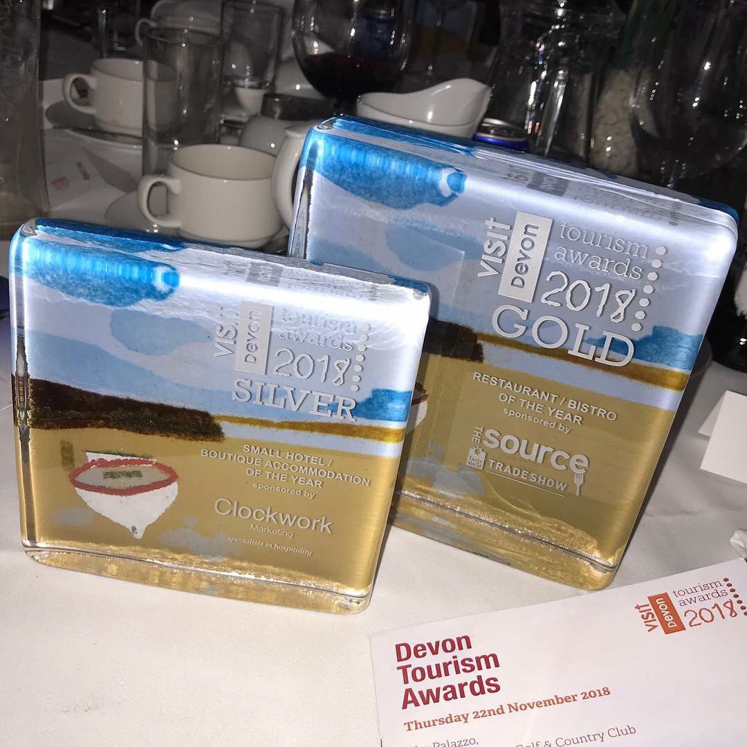 We are delighted to have won Gold and Silver at #DevonTourismAwards for best bistro/restaurant and small hotel/boutique accommodation. @devontouraward well done to everyone else well deserved 👏🏼👏🏼