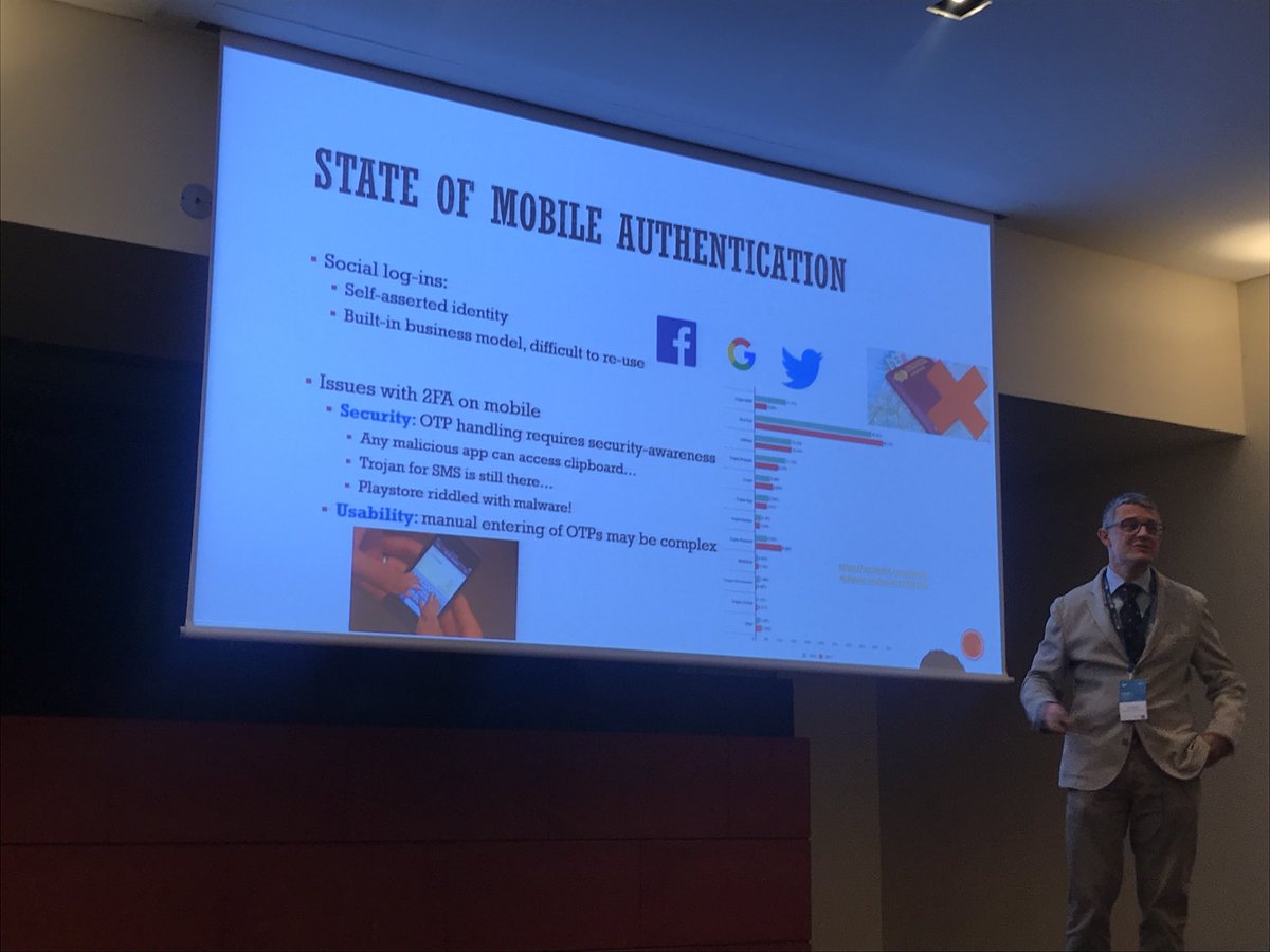 allanboardman's tweet image. Silvio Ranise, Head of Security and Trust Research Unit at Foundazione Bruno Kessier, talks about Identity for Mobile Applications, at the Crossroad of the Digital and Physical Worlds. #NoMorePasswords #Cybersecurity #ISACA @ISACANews  @IDCPortugal #ISACALisbon18