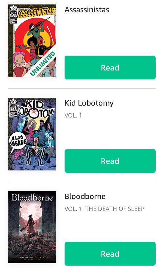 GothamArcade's tweet photo. T picked up #assassinistas and #kidlobotomy off of @blackcrownhq’s ComiXology deal!! Also the Bloodborne comic cause obviously. https://t.co/JddHCWliHO
