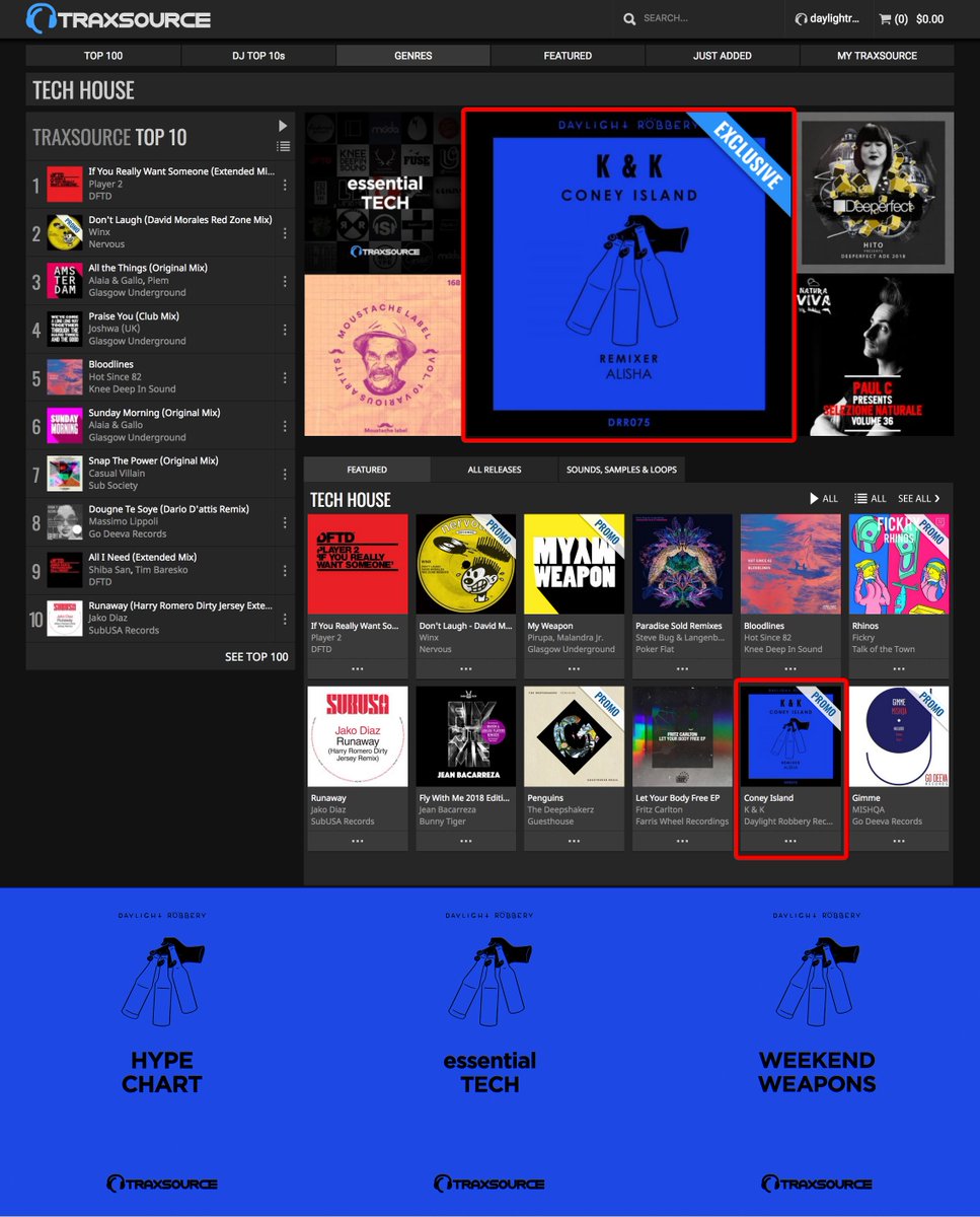 DaylightRobRecs's tweet image. .@traxsource ♥️ on @kandkmusic - Coney Island w/ @djAlishauk Remix

✔️ Tech House page big banner and featured
✔️ Essential Tech
✔️ Hype Chart
✔️ Weekend Weapons

You can get your copy: bit.ly/DRR075

#DaylightRobberyRecords ✋