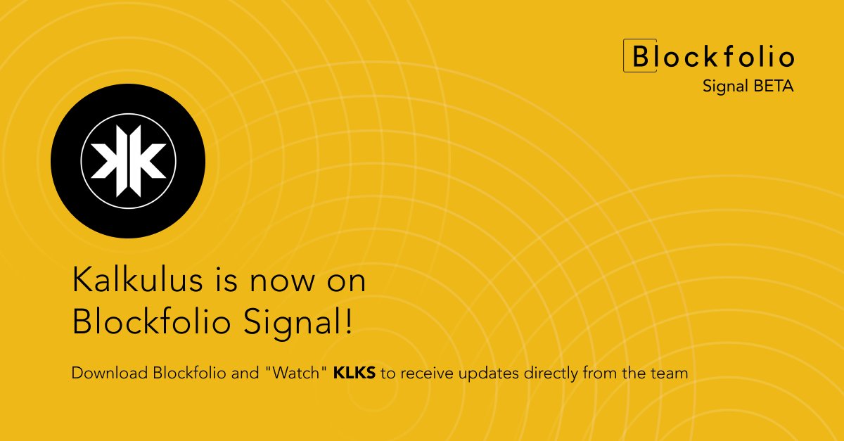 We’re very happy to announce that #Kalkulus have officially been added to @blockfolio and #BlockfolioSignal!
Visit blockfolio.com and download the app to stay on top of important $KLKS updates and developments announcements through #Blockfolio #Signal Service!