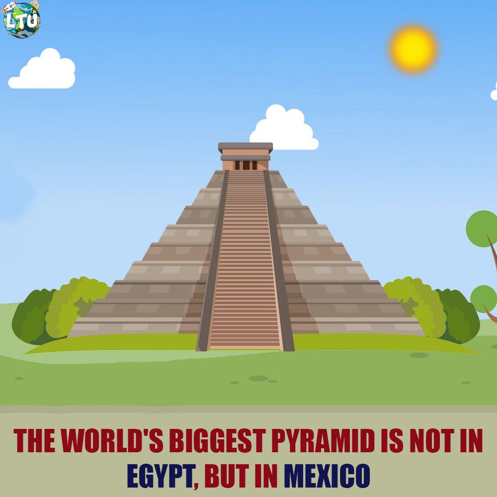 تويتر \ Learn The Universe على تويتر: "The Great Pyramid of Cholula, an  ancient Aztec temple in Puebla, Mexico with a base four times larger than  Great Pyramid of Giza. More Facts?