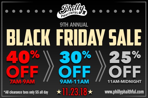 Black Friday 2018 Starts Now - Save 40% on all tees - mailchi.mp/phillyphaithfu…