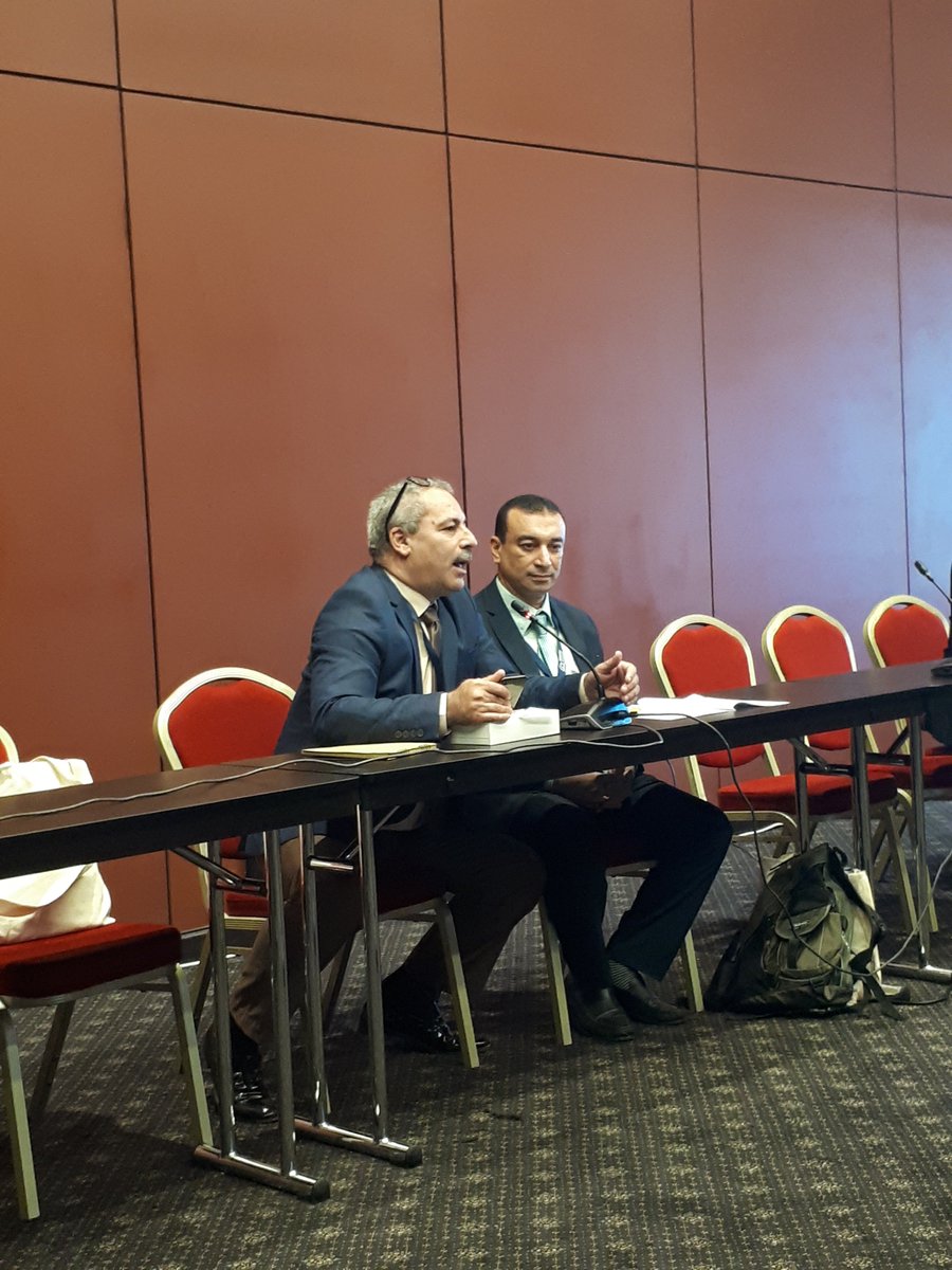 BlgInitiative's tweet photo. Focusing on the MENA region, Dr. Omar Al Khateibeh and Professor Mohamed Abdelraouf discuss the need for maintaining local seeds, genetic materials, and diverse flora and fauna, while facing conflict, refugee flows, and governance challenges. #MENA #BLGD18 @intsustainlaw #COP14 https://t.co/TPnTHaoFFC