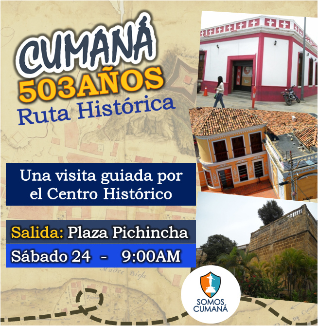 SomosCumana's tweet photo. #Programación Sábado 24 #RutaHistorica Cumaná 503 

Vive la Experiencia de subir al Fuerte Santa María de la Cabeza y recorrer las antiguas calles San Carlos, La Ermita, El Carmen y la Matilde #ElMesDeCumaná https://t.co/kxlAygodyL