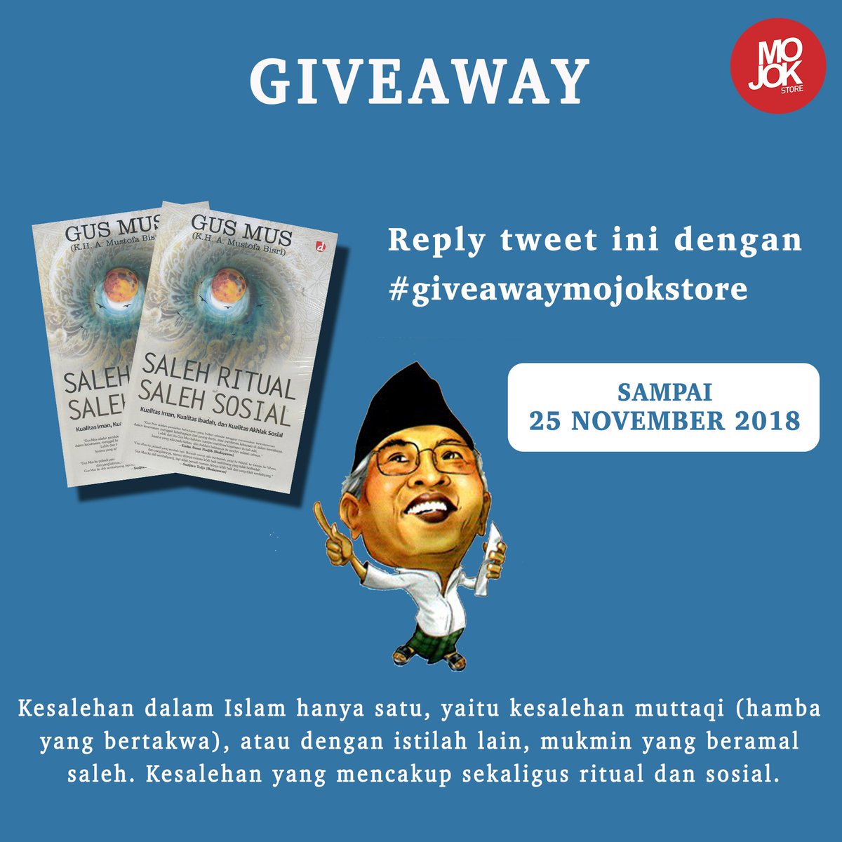 mojokstore's tweet photo. Ada dua buku Saleh Ritual Saleh Sosial yang bisa kalian dapatkan secara cuma-cuma. Hanya dengan reply tweet dengan #giveawaymojokstore

Jangan lupa untuk follow Mojok Store dan mention teman kalian. Semoga beruntung 😊

#giveawaymojokstore
#salehritualsalehsosial https://t.co/h9BFO9DfKb