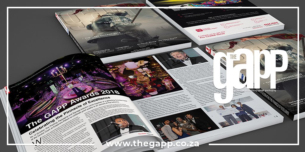 TweetSentient's tweet image. Read The #GAPP Magazine SA right here! Overflowing with all the #winners of this year's #TheGAPPAwards, including photos of the #opulent evening, it features unmissable articles about the #printing, #packaging, #signage and #advertising industries: bit.ly/thegappsa85