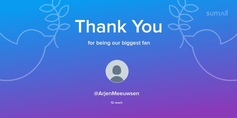 Our biggest fans this week: @ArjenMeeuwsen. Thank you! via sumall.com/thankyou?utm_s…