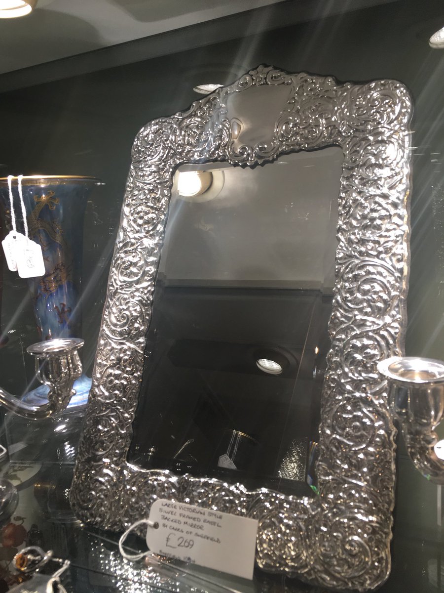 TRAACantiques's tweet photo. This is a beautiful large Victorian style silver framed easel backed mirror by Carrs of Sheffield. You can find this on Harvey’s unit. Why not come and have a look today. #silver #sheffield #silverframe #carrsofsheffield #victorianstyle #home #antiques #collectables #bakewell https://t.co/LrbonP4Zgi