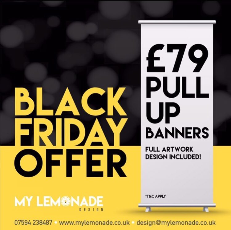 mylemonade1's tweet photo. Black Friday offer

Enquiries contact design@mylemonade.co.uk

#marketing #business #socialmedia 
#branding #liverpool #artwork #designs #graphics #creative #businessdevelopment #printing #blackfriday #BlackFriday2018 https://t.co/jgdlIlbaES