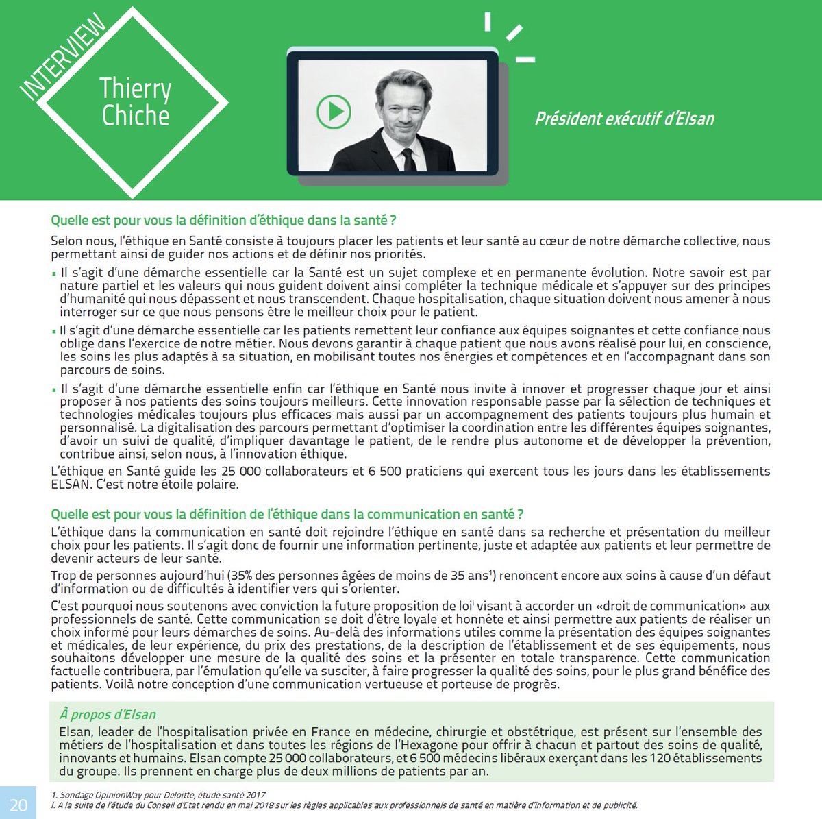 Interview de Thierry Chiche - Président Groupe <a href="/elsan/">ELSAN</a> dans le Mag du 29ème Festival de la Communication Santé - #FCSanté 
#éthique #santé #communicationsanté