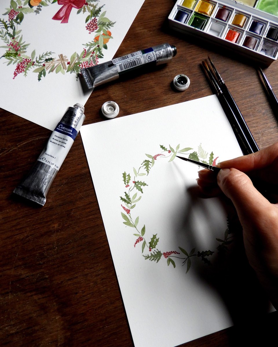 Who would like to learn how to paint their own watercolour wreath this Christmas? Places are available for Tuesday 4th December, starting at 6pm. The Botanist, West Bridgeford. Tickets via my website in bio. #watercolourworkshop #nottinghamworkshop #WestBridgford #thebotanist