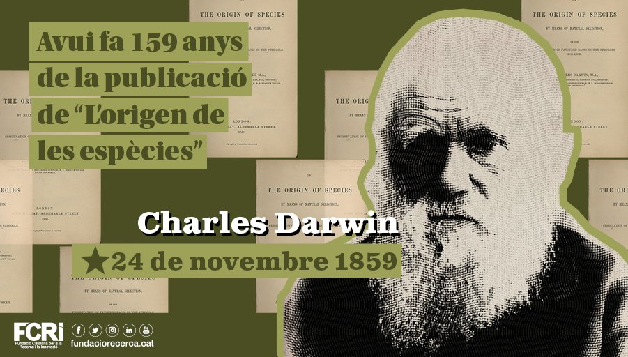 fcri_cat's tweet photo. ⌛️#Taldiacomavui de 1859 #CharlesDarwin va publicar "L'origen de les espècies mitjançant la selecció natural, o la preservació de les races afavorides en la lluita per la vida", obra fonamental de la literatura científica, considerada com la base de la biologia evolutiva. https://t.co/Huj96TUTkS