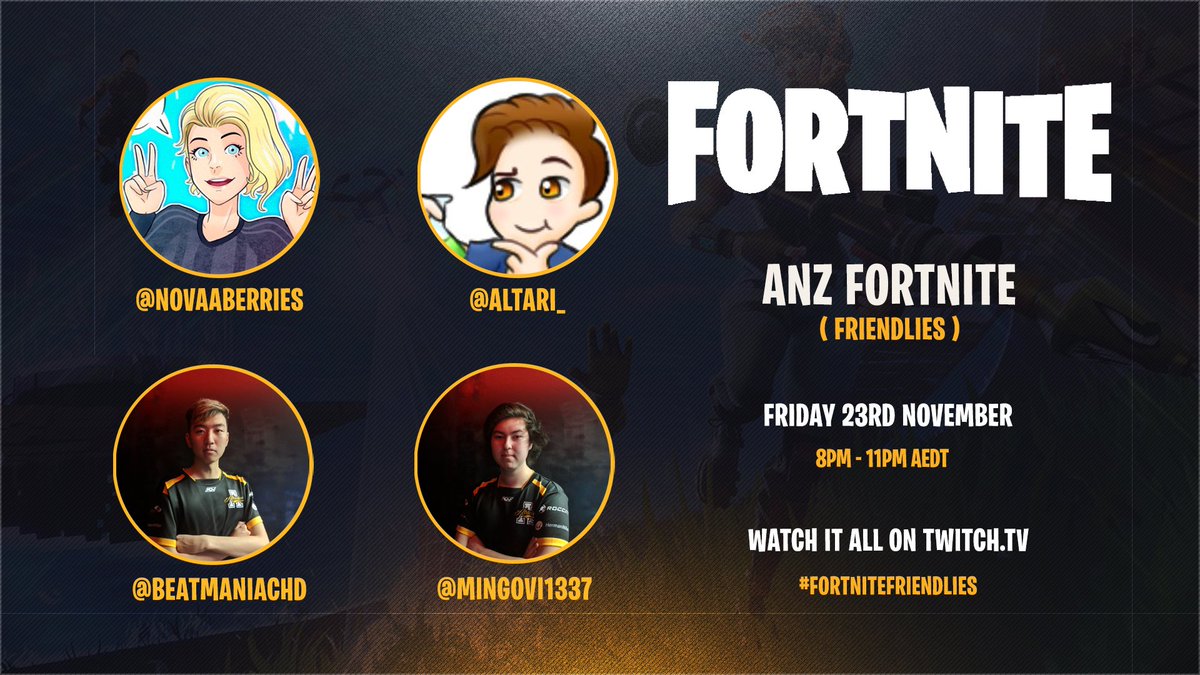 AthleticoES's tweet photo. #ATHFN | Tonight we head into the #FortniteFriendlies alongside @Altari_ and @NovaaBerries. Make sure to tune in and show your support!
⏰ 8PM - 10PM (AEDT)
📺 Twitch 1: https://t.co/XxooBSarB2
📺 Twitch 2: https://t.co/q4kVb2Aiy9
#ATHWIN | @FortniteGame | @Twitch_ANZ https://t.co/K91i9POeOf