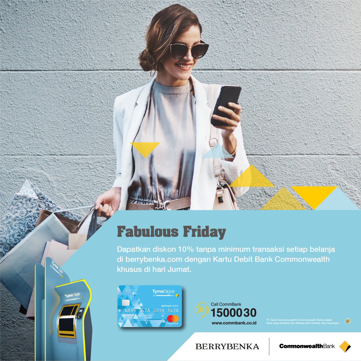 CommBank_ID's tweet photo. Dapatkan diskon 10% tanpa min. transaksi setiap berbelanja di https://t.co/5bCkfwcI8G pada hari Jumat. Nikmati juga promo everyday privileges yang bisa kamu nikmati setiap hari. Promo berlaku hingga 31 Desember 2018. Info: https://t.co/tUlPN2hba6
#commdebit #commbankdebit https://t.co/yd9jQkJ4Vu