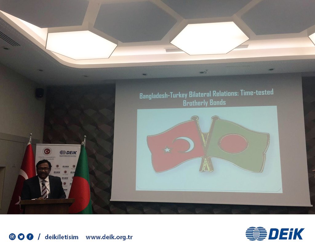 #Türkiye-#Bangladeş İş Konseyi 1. Ortak Toplantısı, Bangladeş Büyükelçisi M. Aklama Siddiki, İş Konseyi Başkanımız Laura Gök &amp; iki ülke iş insanlarının katılımıyla gerçekleştirildi. Toplantıda Bangladeş'in ekonomisiyle Türkiye’deki altyapı&amp;enerji sektöründeki fırsatlar konuşuldu.