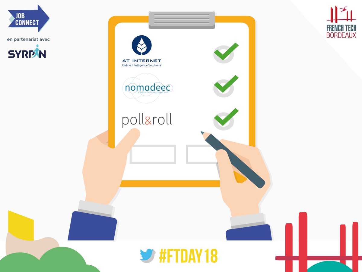 Ils recruteront au Job Connect du #FTDAY18 le 5 décembre à la <a href="/CCIBdxGironde/">CCI Bordeaux Gironde</a> dès 14h 🤝 Et vous ?
🔎 Je recrute >> bit.ly/JobConnect2018