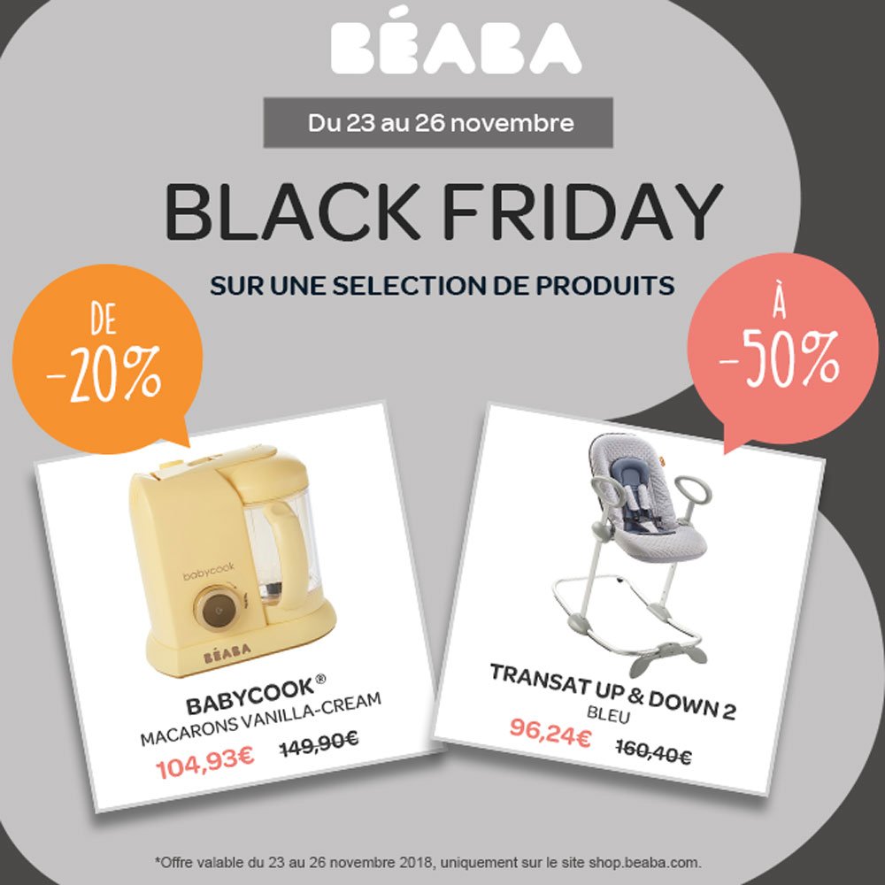 #BlackFriday Profitez d'offres exceptionnelles sur une sélection de produits !
 Pendant 4 jours, nous proposons des réductions jusqu'à -50%... une belle occasion à ne pas louper !
Rendez-vous sur shop.beaba.com/fr/299-deals-b…