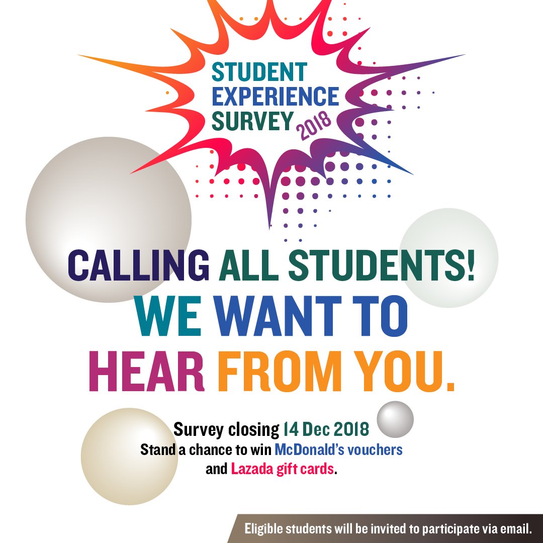 Tell us what’s working, what’s frustrating and what you think of your experience with us so far and win attractive lucky draw prizes. Eligible students will be invited to participate in the survey via email. More details here: hubs.ly/H0fDzdJ0