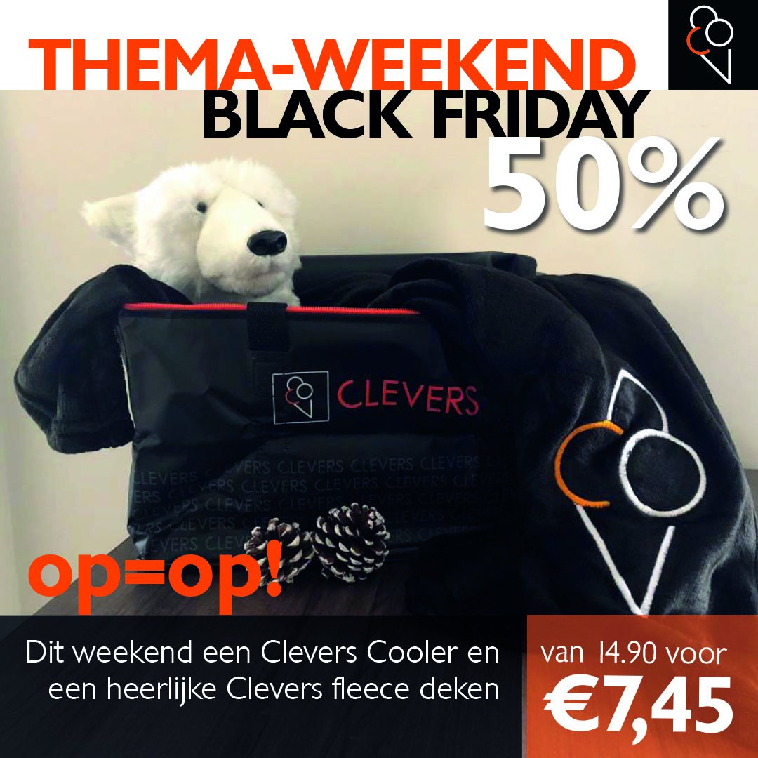 Black Friday bij Clevers!

We zijn geopend op vrijdag, zaterdag en zondag van 10.30-20.30 uur.

Wees er snel bij want op=op!