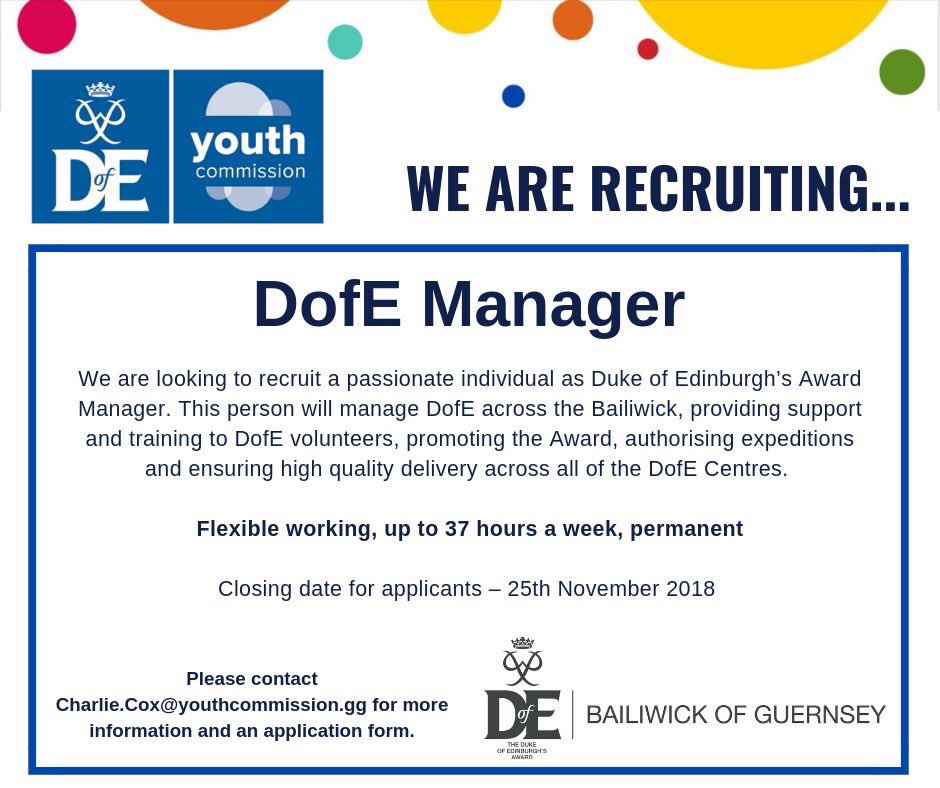 Have you got your application in? 📝 

We are currently recruiting 2 exciting positions in the Youth Commission and the closing date in this Sunday. 

For more information on either post contact Charlie on Charlie.Cox@youthcommission.gg or 724421 <a href="/jobsgg/">Guernsey Jobs</a> <a href="/DofEGuernsey/">DofE Guernsey</a> #workforus