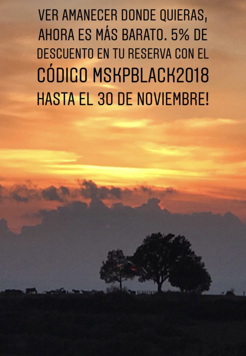 Mieskapada's tweet photo. #buenosdias #BlackFriday2018 #viajes #escapadas #sueños #amanecer #reservas https://t.co/2N23z0136G