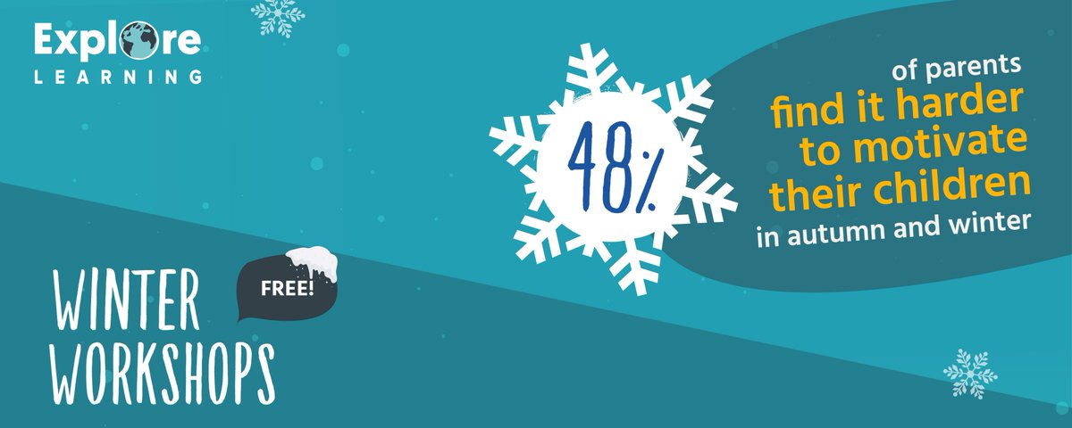 exploretutors's tweet photo. 48% of parents told us that they find it harder to motivate their children in the autumn and winter. Our free #WinterWorkshops will keep them engaged with their learning over the festive period! https://t.co/b65Bp4uuhV https://t.co/e7PXhqIY3l