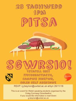 Celf_a_Dylunio's tweet photo. Helo! 👋👋👋
Dere i ymuno â ni, wythnos nesa, am pitsa a sgwrs yn y Gymraeg, yn ystafell Crit am 1 o'r gloch
RSVP erbyn 26/11/16 i fi Gwenllian g.beynon@uwtsd.ac.uk https://t.co/NgtZQGJGpb