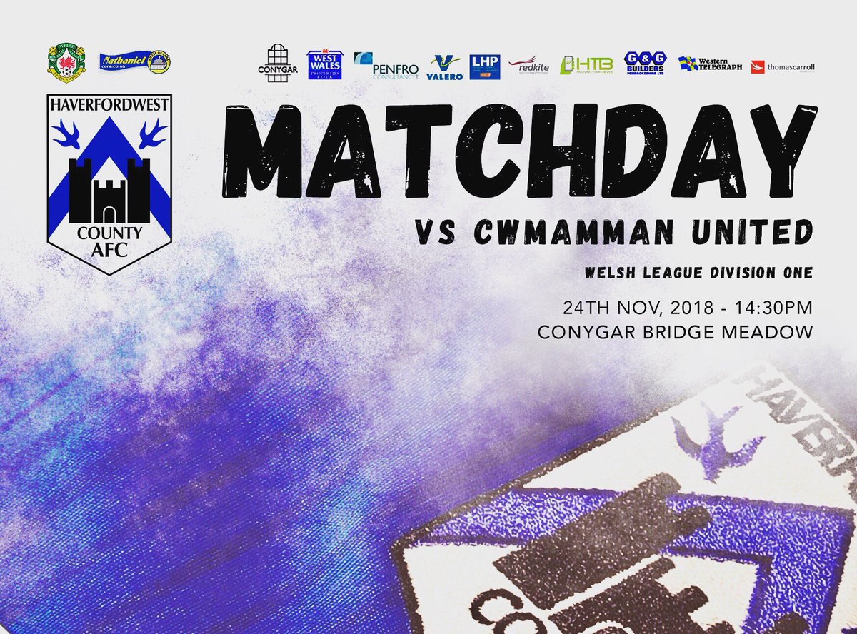 HaverfordwestFC's tweet photo. Tomorrow we are home to @cwmammanunited kick off is 2.30pm 🔵⚽️🏴󠁧󠁢󠁷󠁬󠁳󠁿 #WLD1 https://t.co/D1uZAchSCq