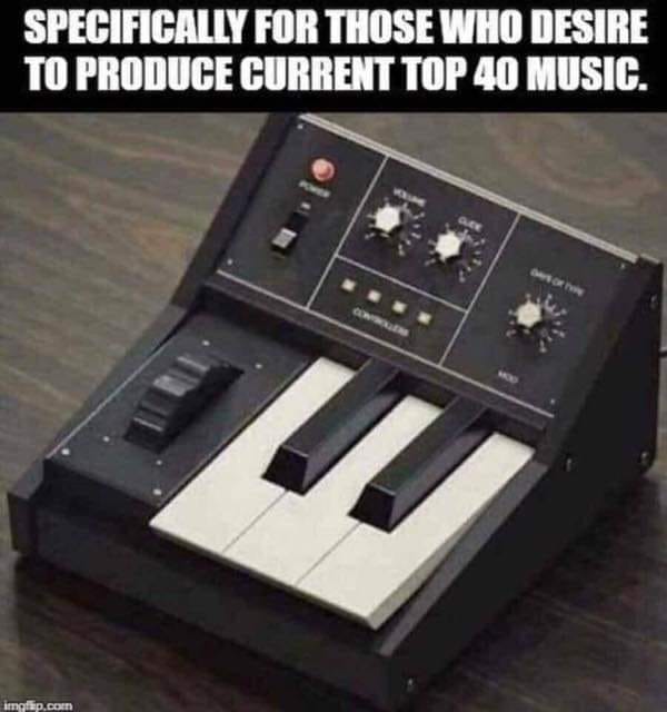 Anna_Christina_'s tweet photo. 🤣

#FridayThoughts #Top40Music #Musicians #Producers #lol #Audio #Gear #StudioLife #PopularMusic #CrapPop #CrapProduction #Mainstream #Music #Charts #Lame #Songwriting

PS. Need to add an #autotuner to have complete package! https://t.co/KLff7KptQp