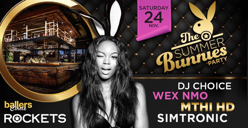 PrincePeezySA's tweet photo. Summer bunnies party tomorrow night @RocketsLife with @MthiHD @DjChoice1_0 @simtronicdj @WexNmo on decks 🔥🐰🐰🐰Hunnies coming in fly https://t.co/cZ4sPOlIqX
