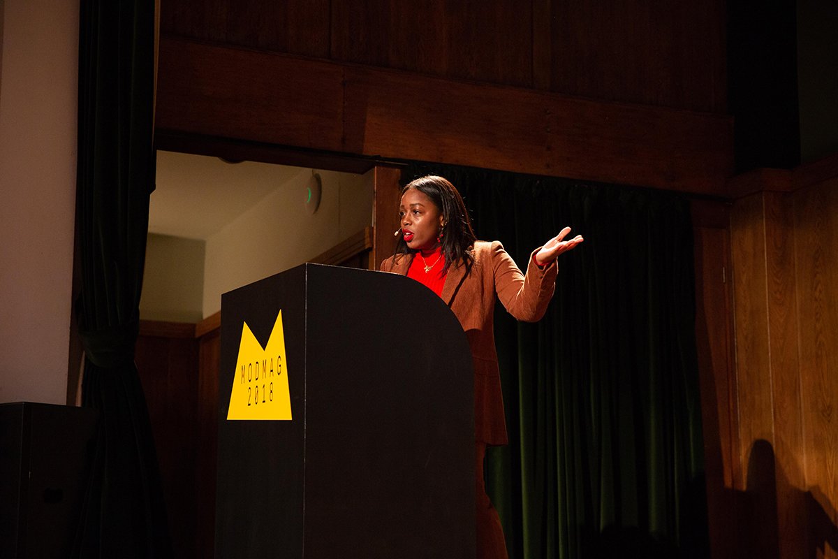 magculture's tweet photo. Hear #ModMag18 speaker @Yung_Oprah_ talk to @lectureinprog about her career and No Manβs Land magazine: https://t.co/8ztKGxGS5z #welovemagazines https://t.co/NwP5y0PHU3