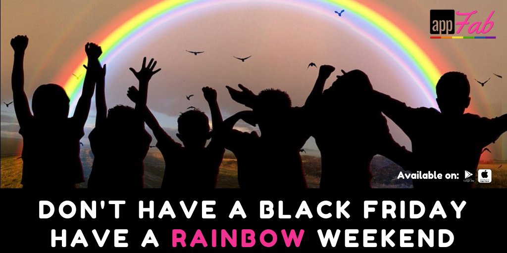 AppFab2's tweet photo. Be the one who brings colour into darkness.
#appfab #blackfriday #lgbt #rainbow #queer #gay #lesbian #bisexual #transgender https://t.co/JSCLMHShNo