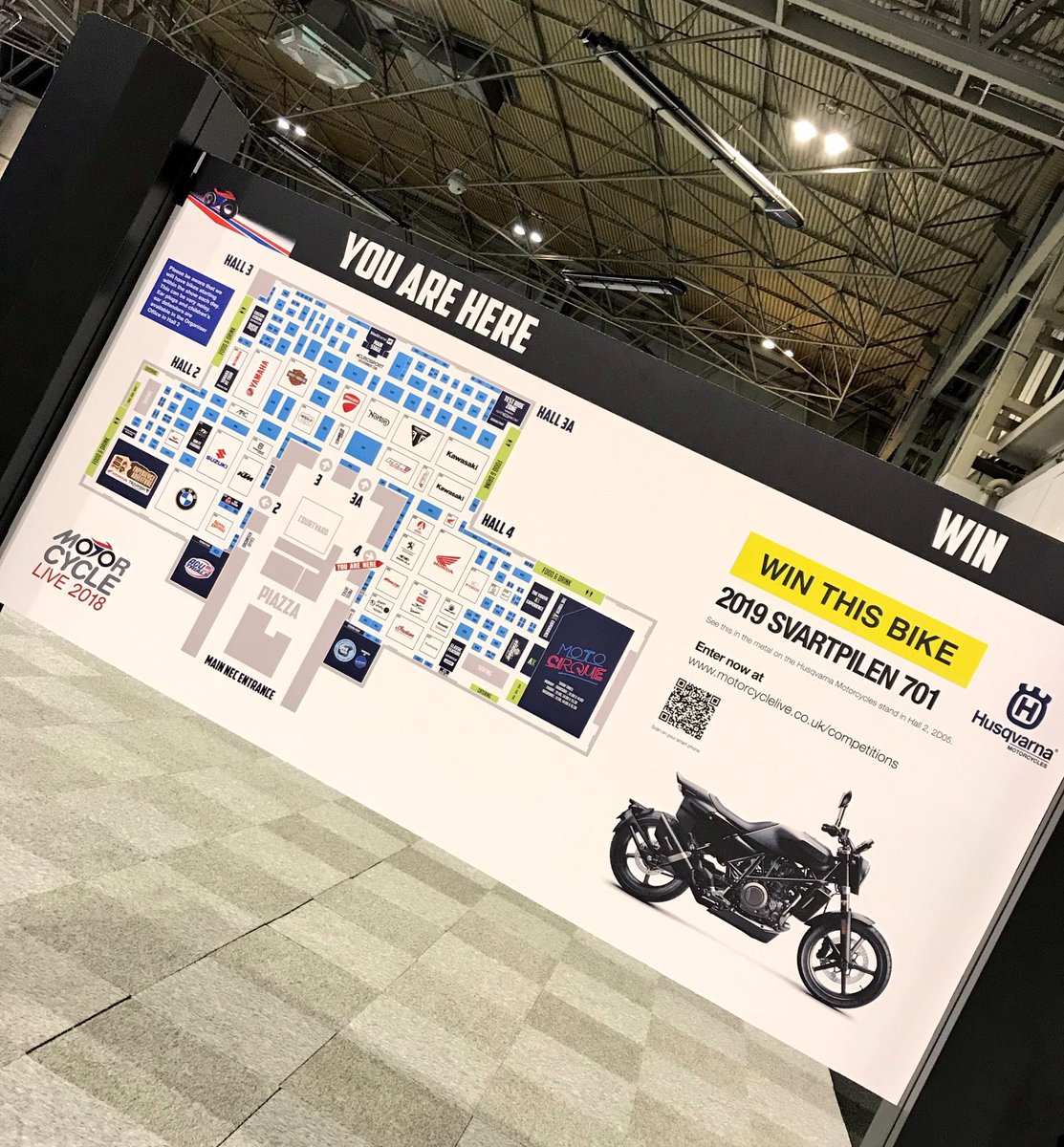 peterhickman60's tweet photo. Heading to @motorcyclelive today? I’ll be back on the @Eurosport Black Horse stage.
My @IronMaidenBeer @triumph is on the @ShoeiHelmetsUK stand in Hall 3 and Celeste is in Hall 2 with all the #Hicky60 merchandise.
See you soon! #MCL18 https://t.co/dDrekNLaBi