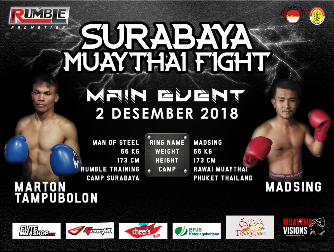 MuaythaiProIDN's tweet photo. Arek arek muay thai Jawa Timur, jangan lewatkan “SURABAYA MUAY THAI FIGHT 2018” | 1-2.12.18

Marton Tampubolon (Rumble TC 🇮🇩) vs Madsing ( Rawai MT 🇹🇭) PRO
Gunawan Sutrisno (Black Ant 🇮🇩) vs Joko Prantoro (Andi MT 🇮🇩) PRO
Alfi Syifa (Andi MT 🇮🇩) vs Nasser Gamal (Sampuri MT 🇲🇾) https://t.co/56VMb8n31S