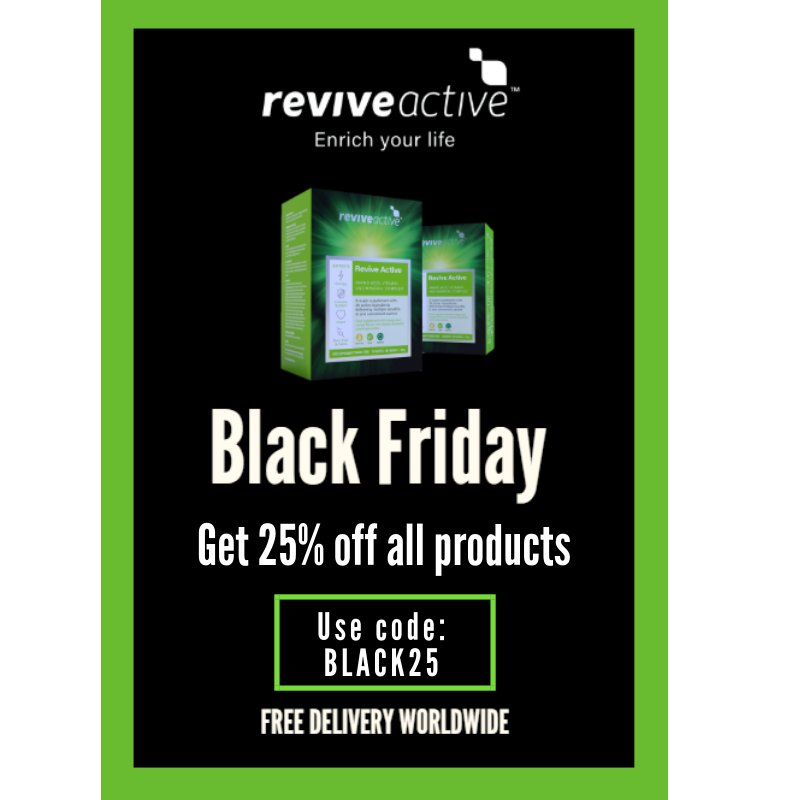 ReviveActive's tweet photo. Get 25% off @ReviveActive Products this Black Friday weekend 😃👍🏼
Use discount code: BLACK25
Free Worldwide shipping on all orders✈️
25% off all products online until Tuesday (27th Nov)
#BlackFriday #black25 #reviveactive
@paulajradcliffe @BarryJGeraghty @AnthonyNash6 https://t.co/TJ5eLuqMzN